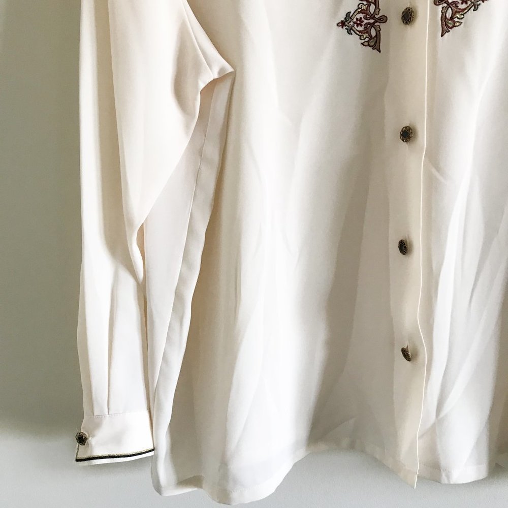 Koret Vintage Cream Victorian Embellished Blouse - Picture 6 of 9